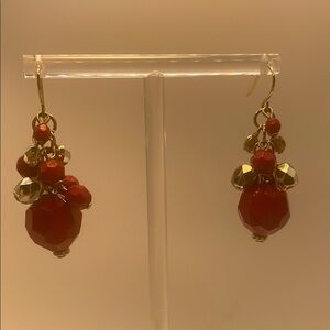 Elegant Red and Gold Beaded Earrings